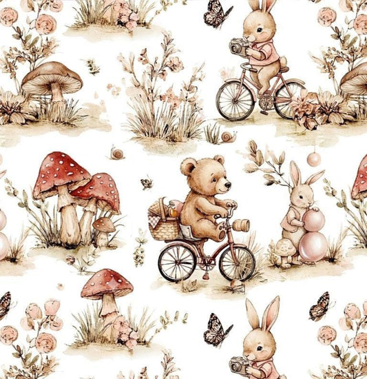 Cute woodland animals nursery fabric