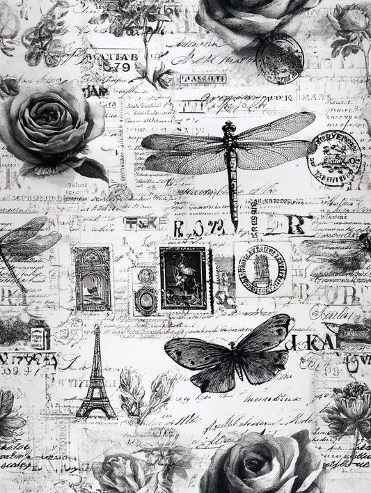Vintage french newspaper fabric