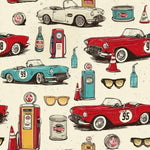 Vintage car roses butterfly fabric draped view