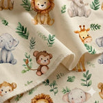 Safari animals nursery fabric detail view