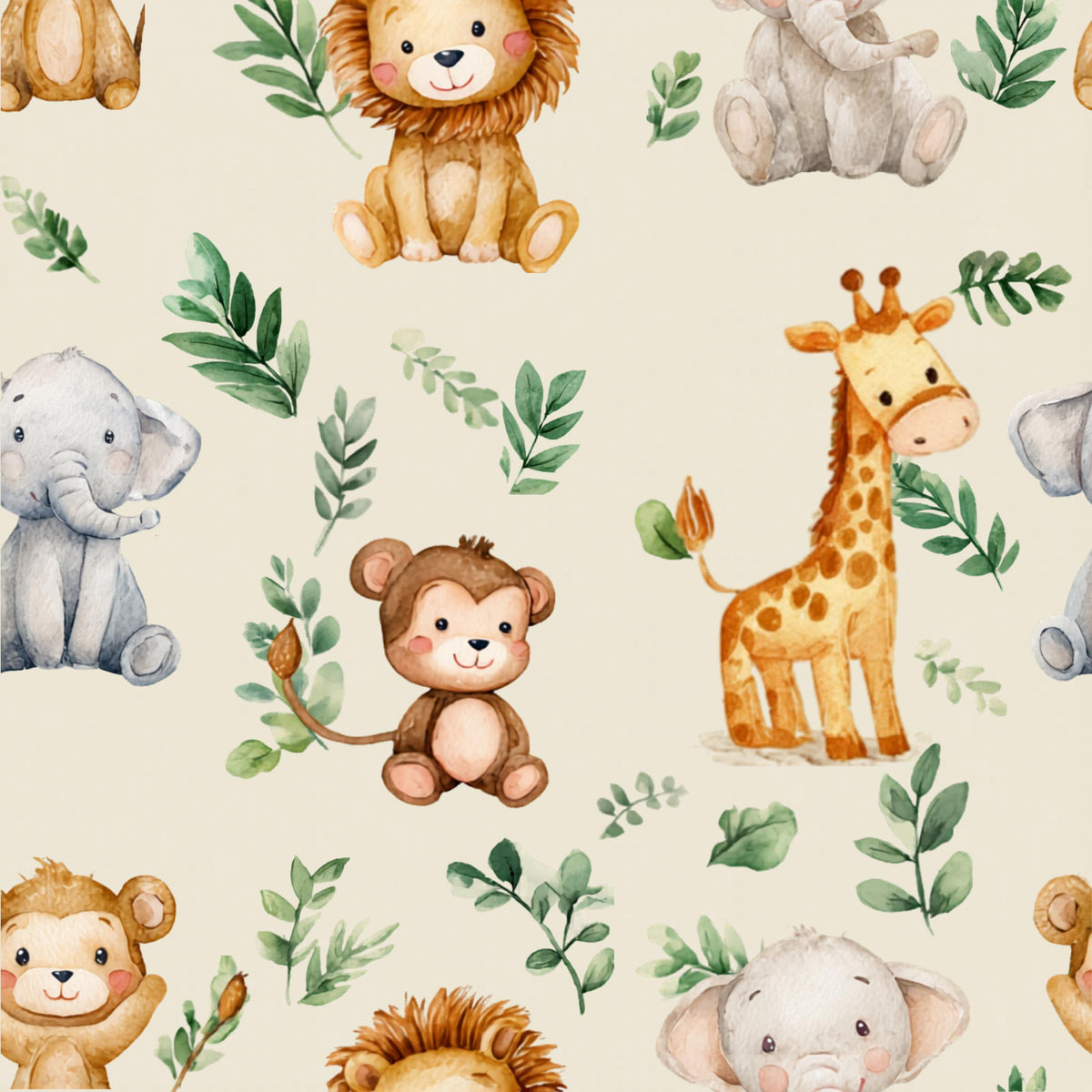 Safari animals nursery fabric draped view