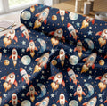 Outer space rocket galaxy nursery fabric