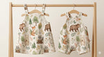 Autumn forest animals nursery fabric detail view