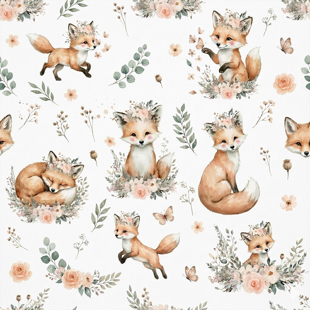 Baby fox and crocodile nursery fabric
