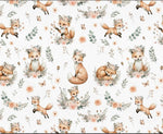 Baby fox and crocodile nursery fabric draped view