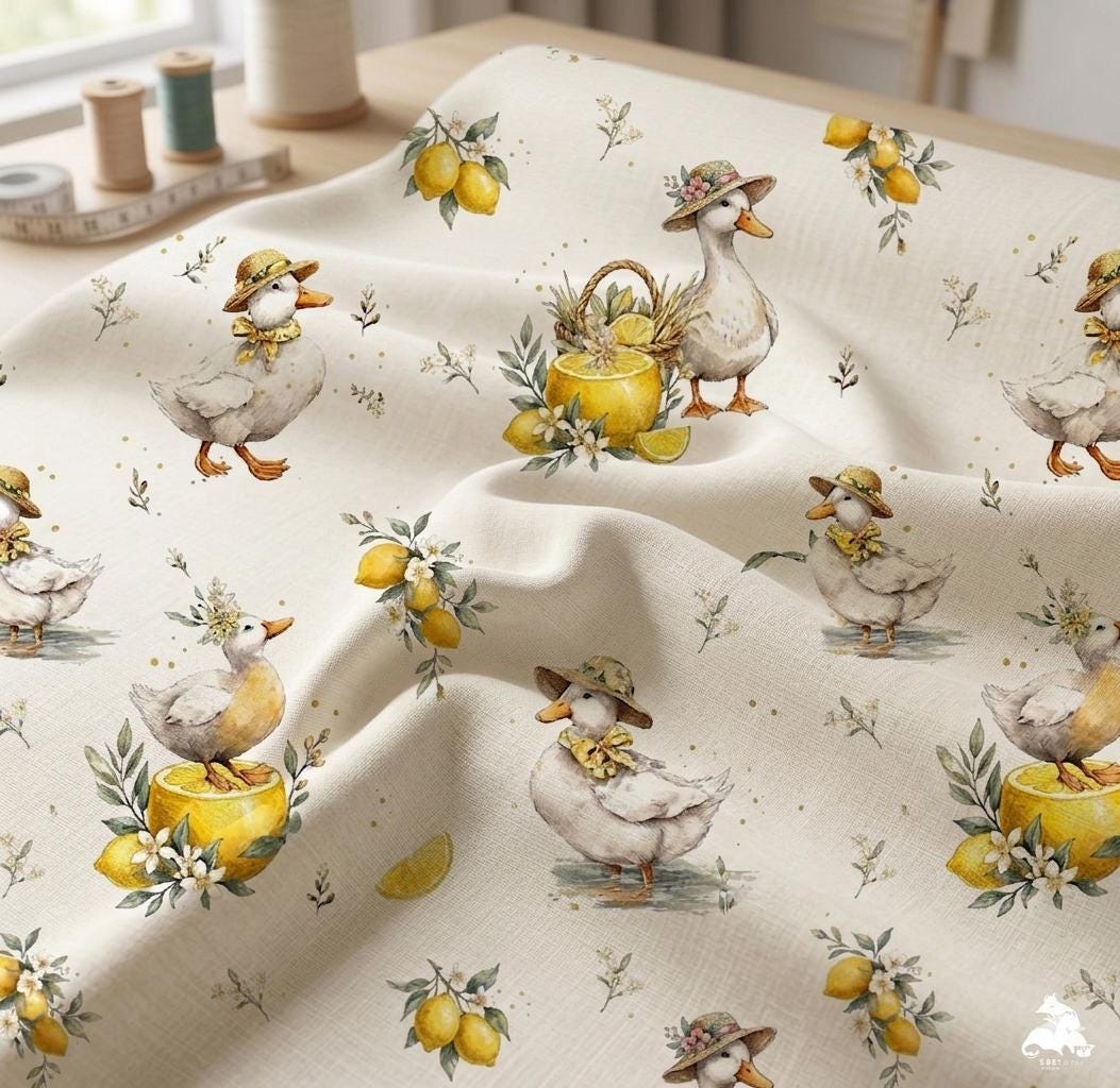 Watercolor ducks nursery fabric