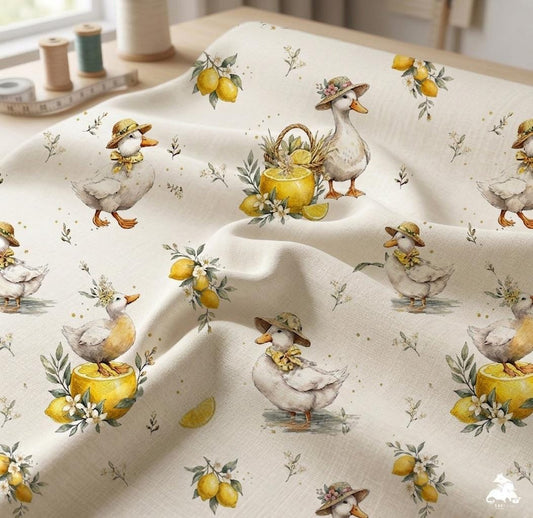 Watercolor ducks nursery fabric