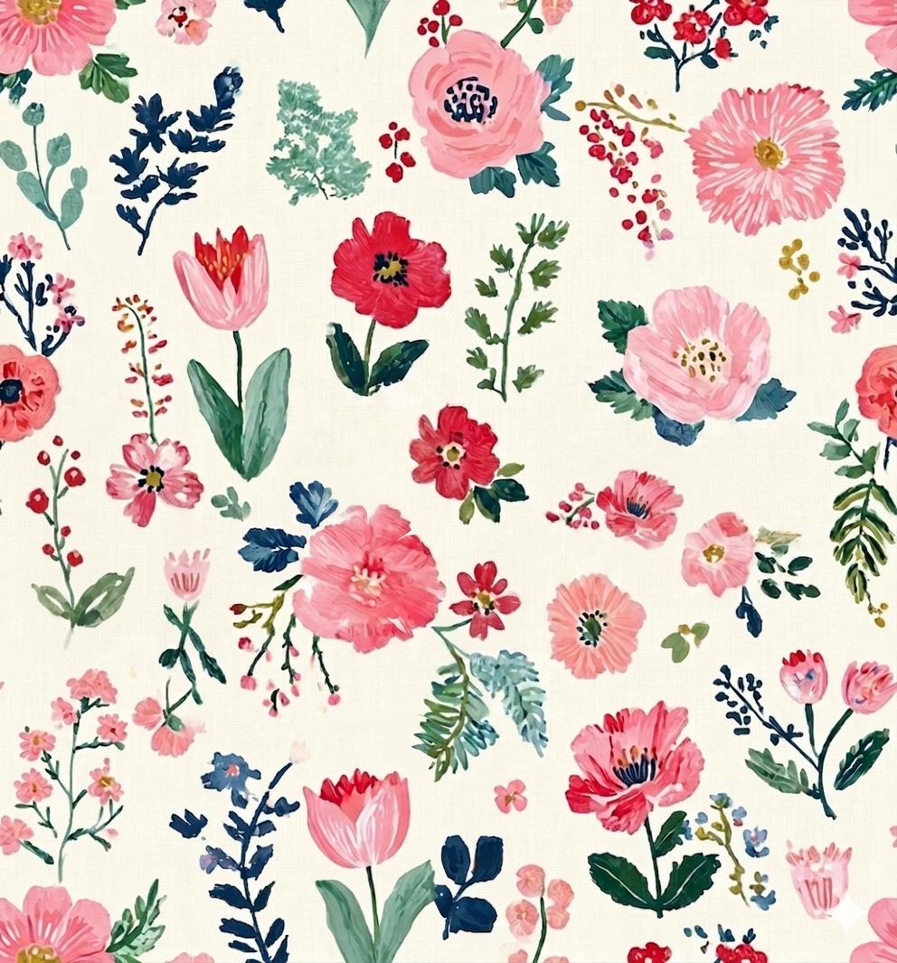 Watercolor floral nursery fabric close-up texture detail