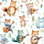 Watercolor farm animals nursery fabric draped view