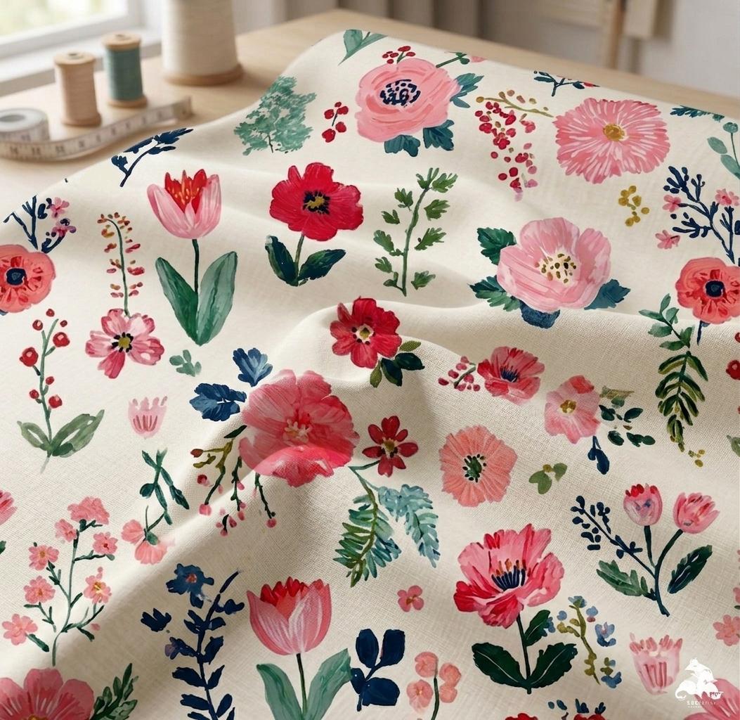 Watercolor floral nursery fabric