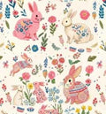 Pink rabbit nursery fabric
