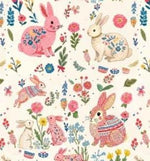 Pink rabbit nursery fabric