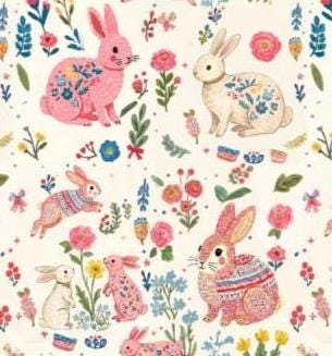 Pink rabbit nursery fabric