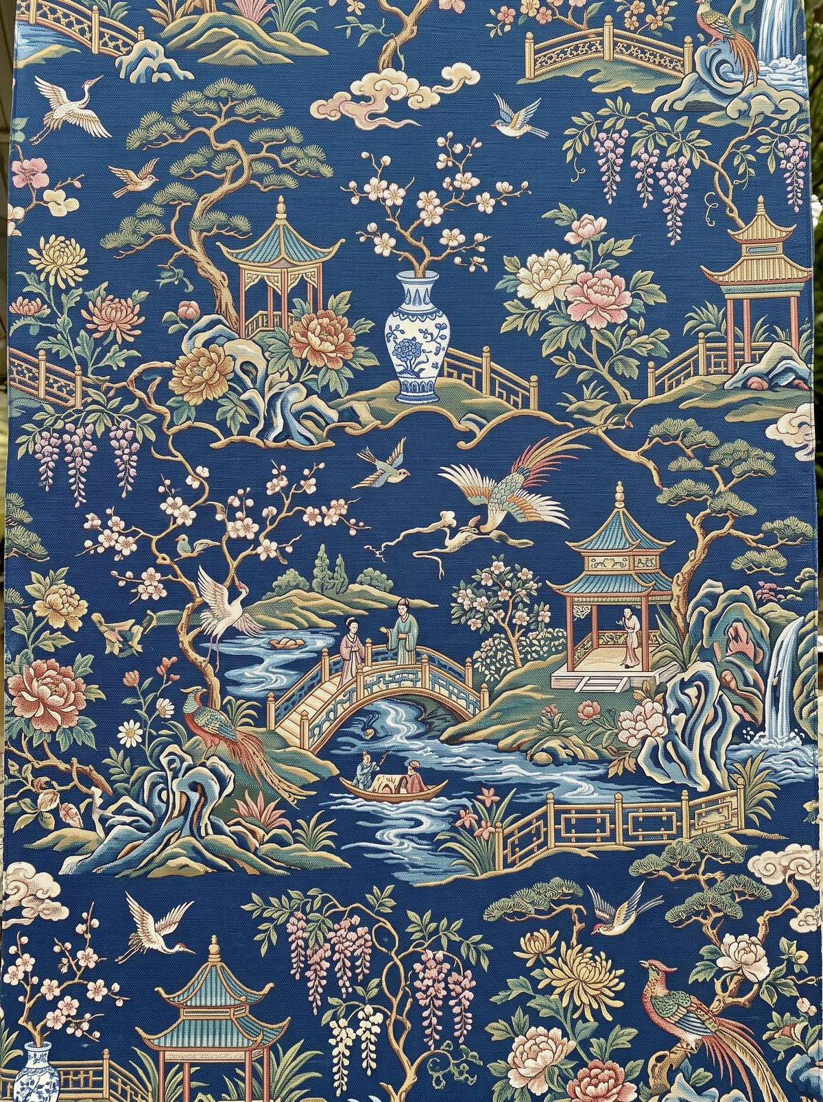 Blue Chinoiserie Upholstery Fabric - photo 4