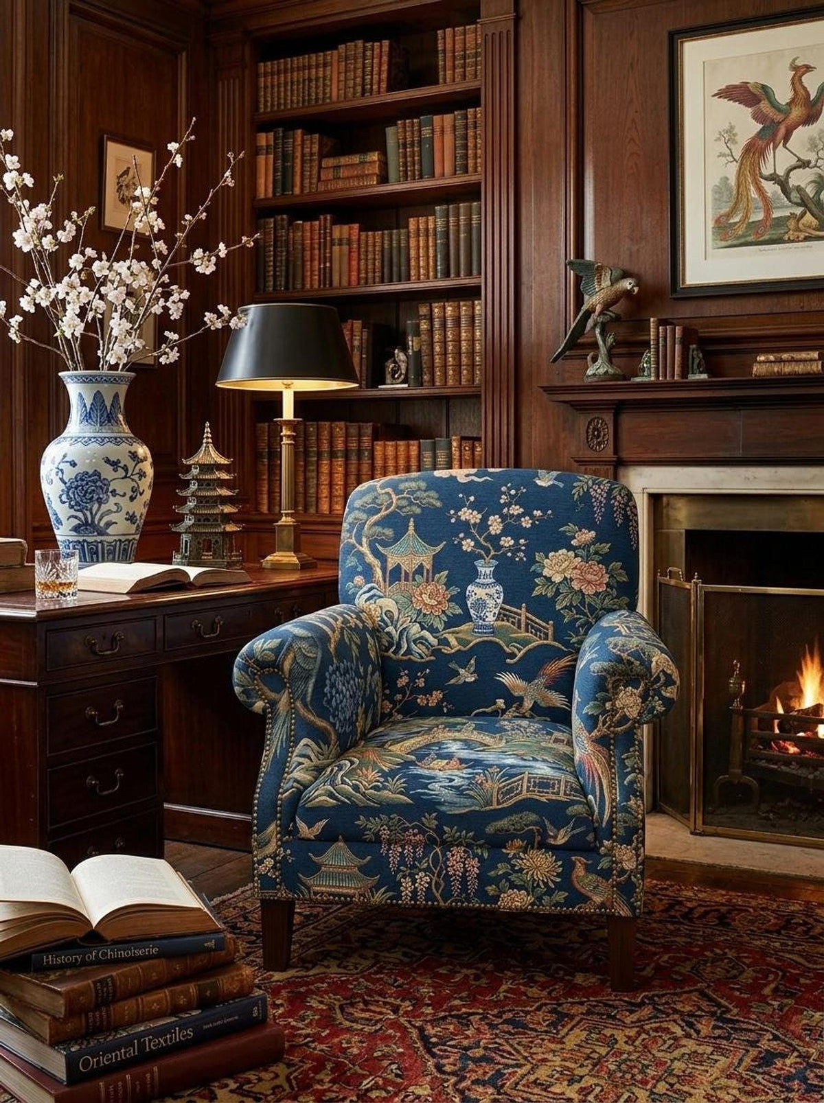 Blue Chinoiserie Upholstery Fabric - photo 6