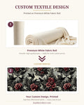 Custom textile design printed on premium white fabric roll - infographic
