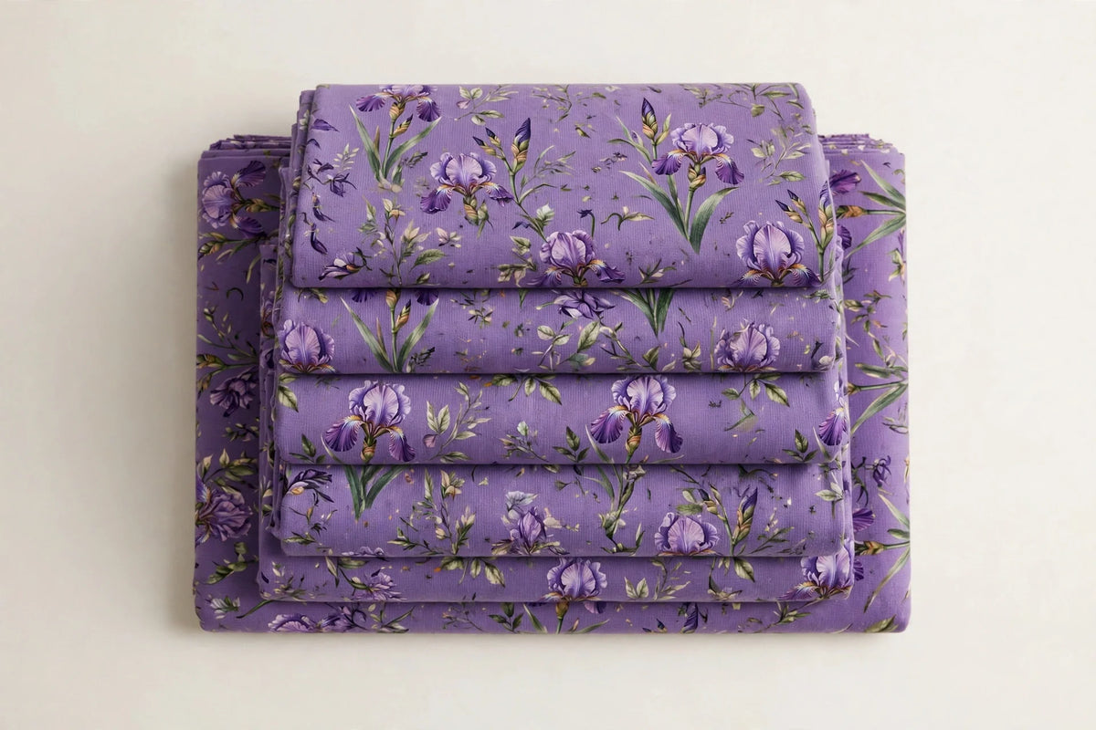 Iris Floral Jersey Knit — Folded stack view