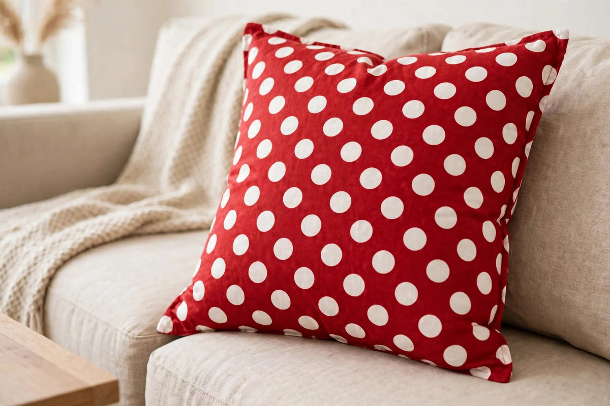 Jumbo Polka Dot Cotton — Lifestyle cushion view