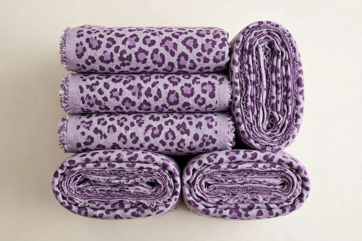 Leopard Dusk Linen — Folded stack view