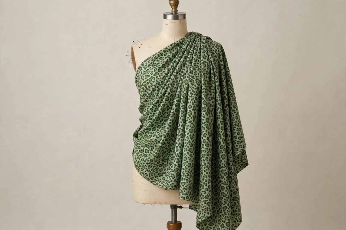 Leopard Meadow Cotton — Draped view