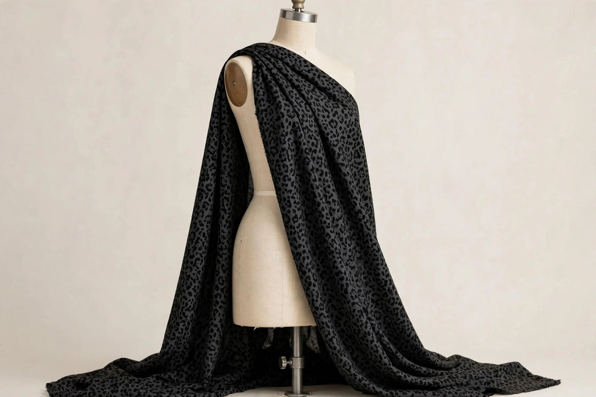 Leopard Noir Cotton — Draped view