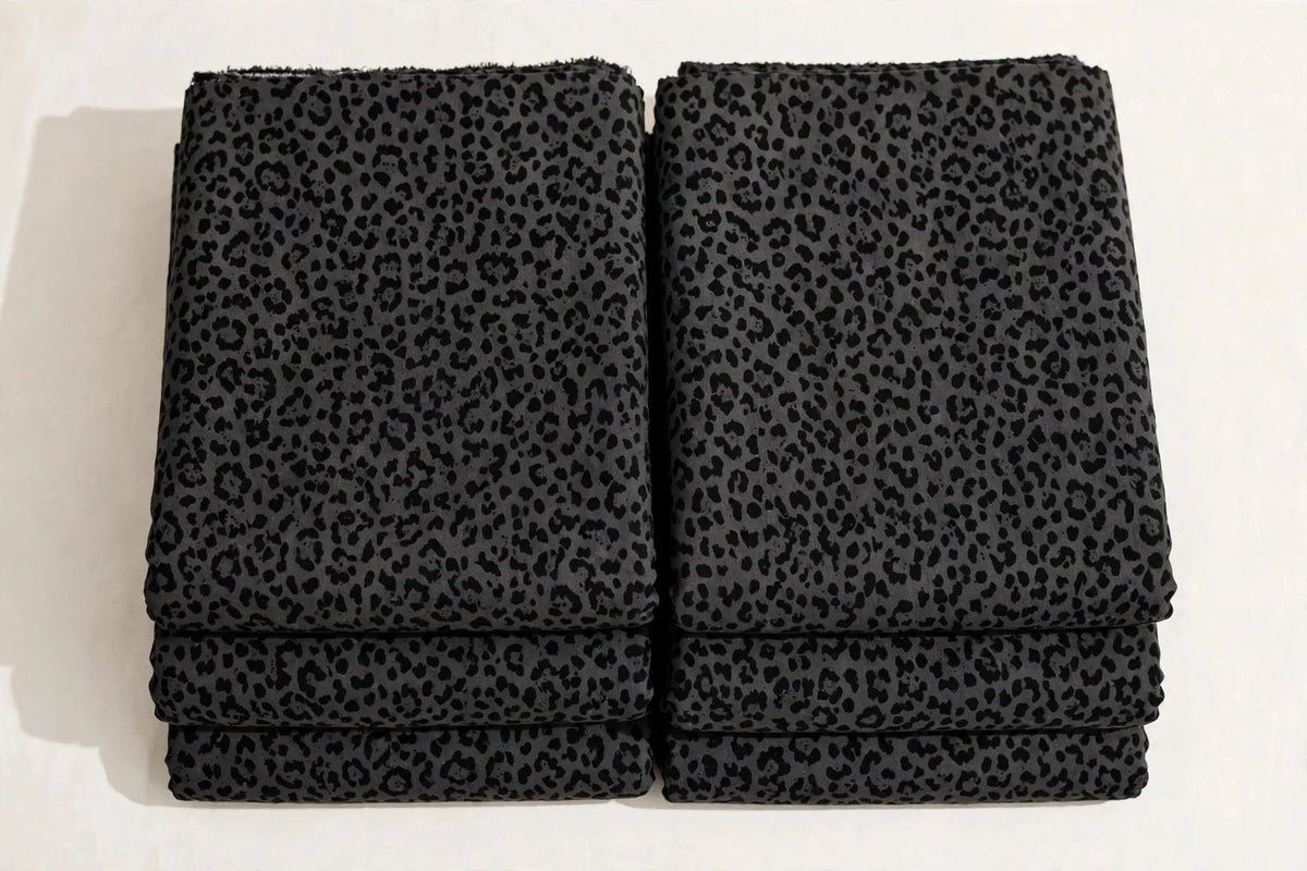 Leopard Noir Cotton — Folded stack view