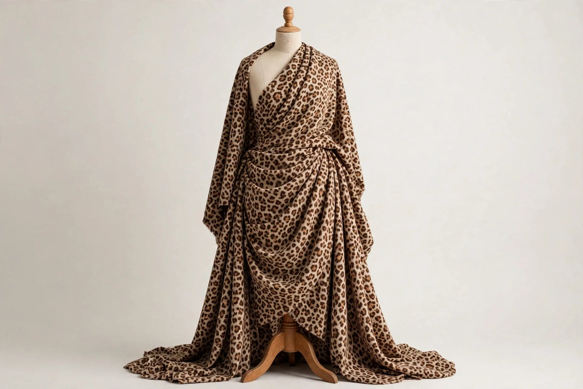 Leopard Trail Flannel — Draped view