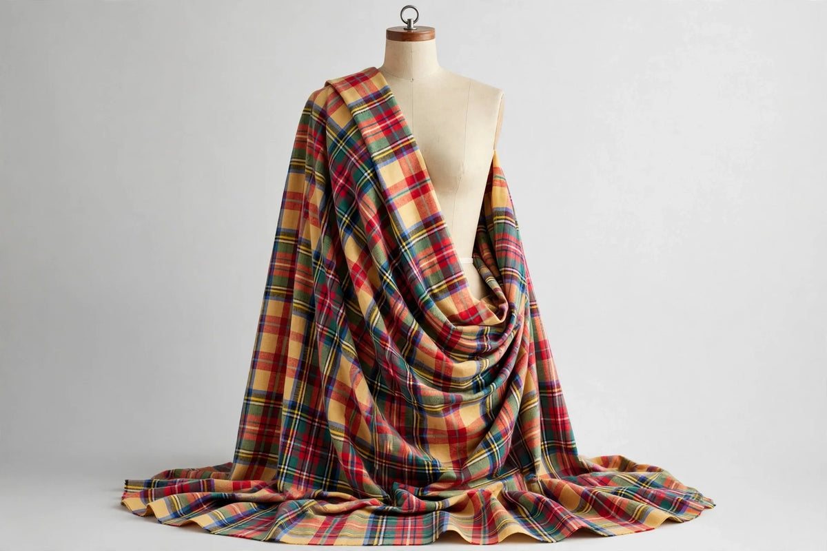Madras Plaid Cotton — Draped view
