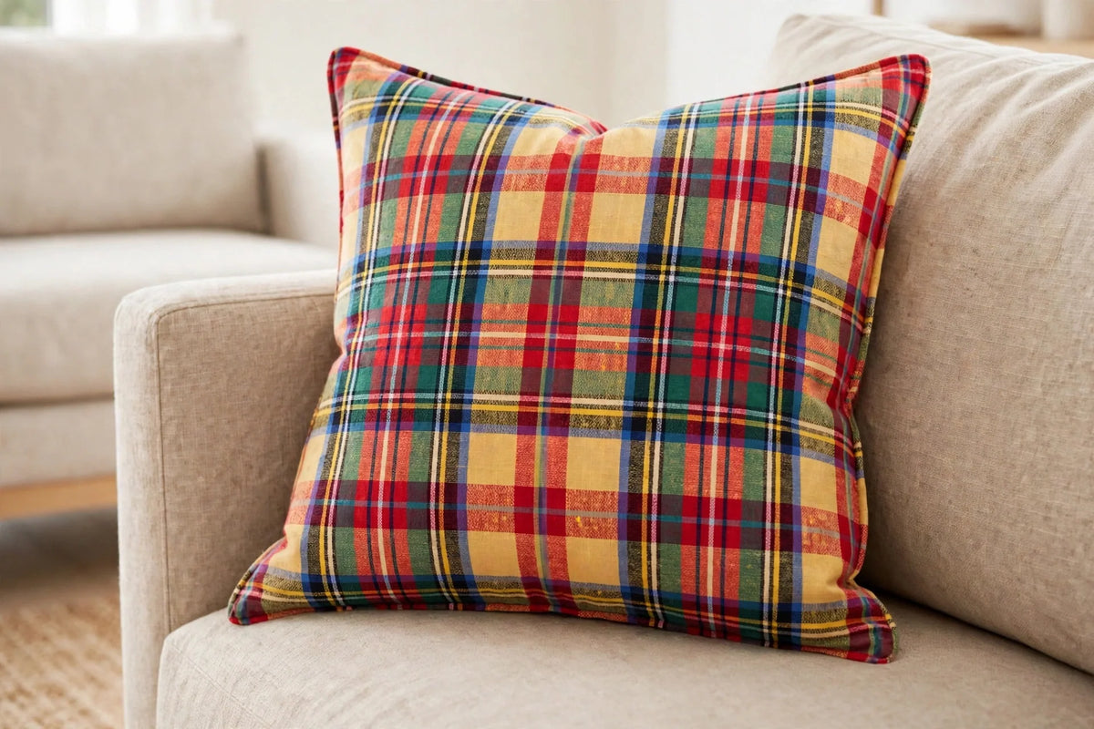 Madras Plaid Cotton — Lifestyle cushion view