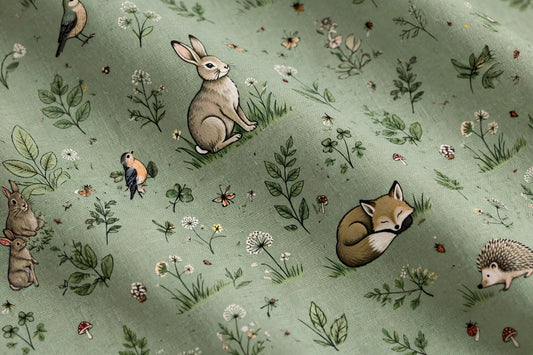 Meadow Critter Animal Print Cotton — Pattern detail view