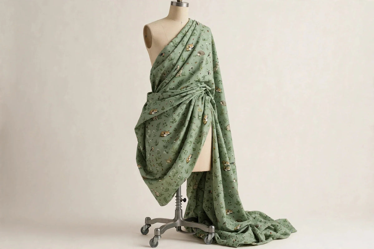 Meadow Critter Animal Print Cotton — Draped view