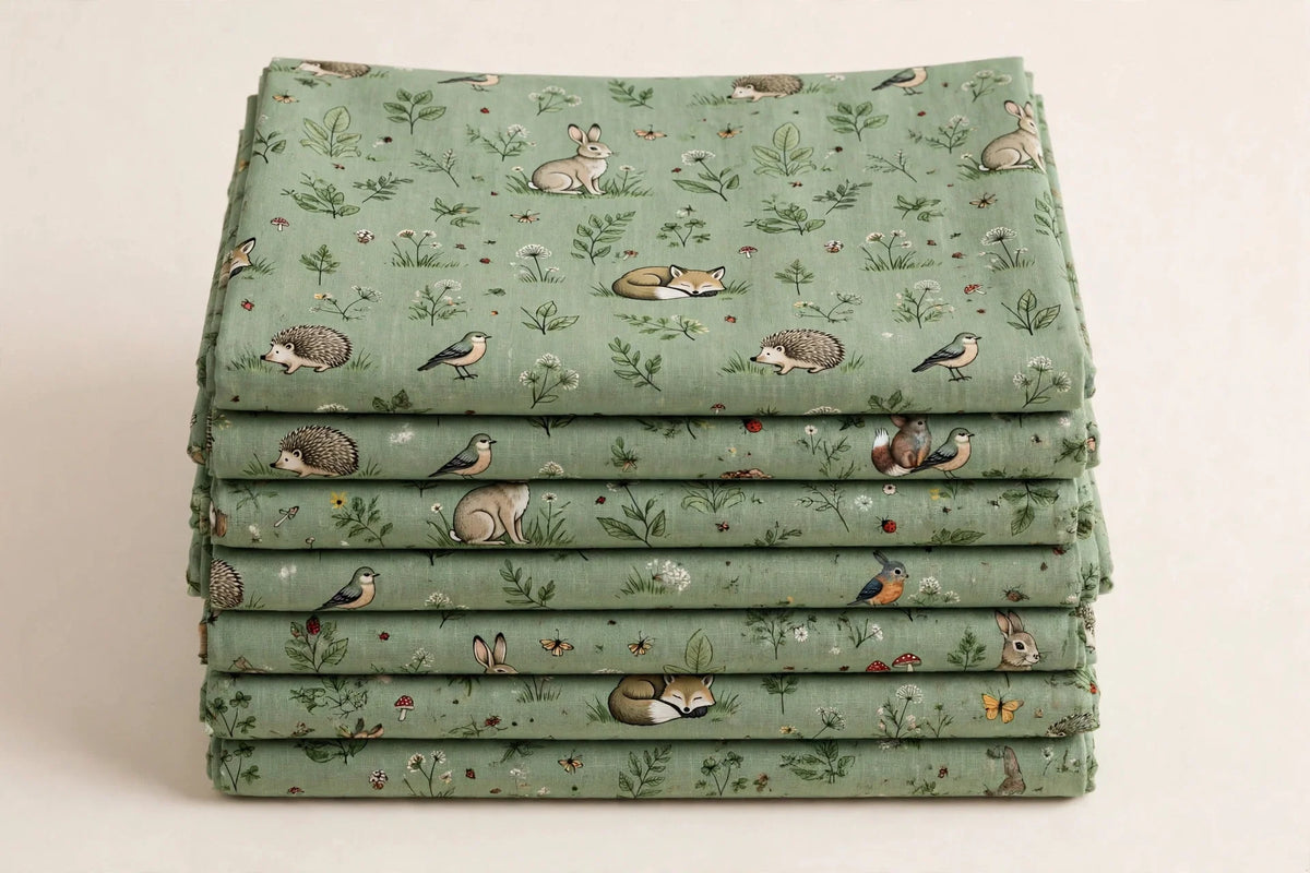 Meadow Critter Animal Print Cotton — Folded stack view