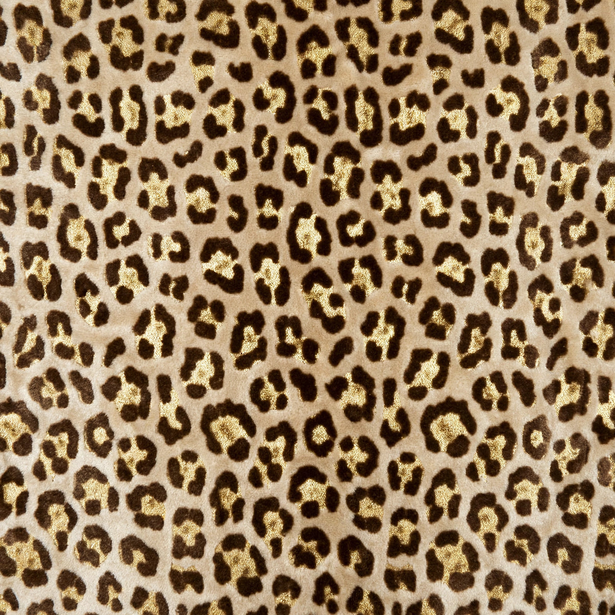Golden leopard velvet upholstery fabric close-up texture detail