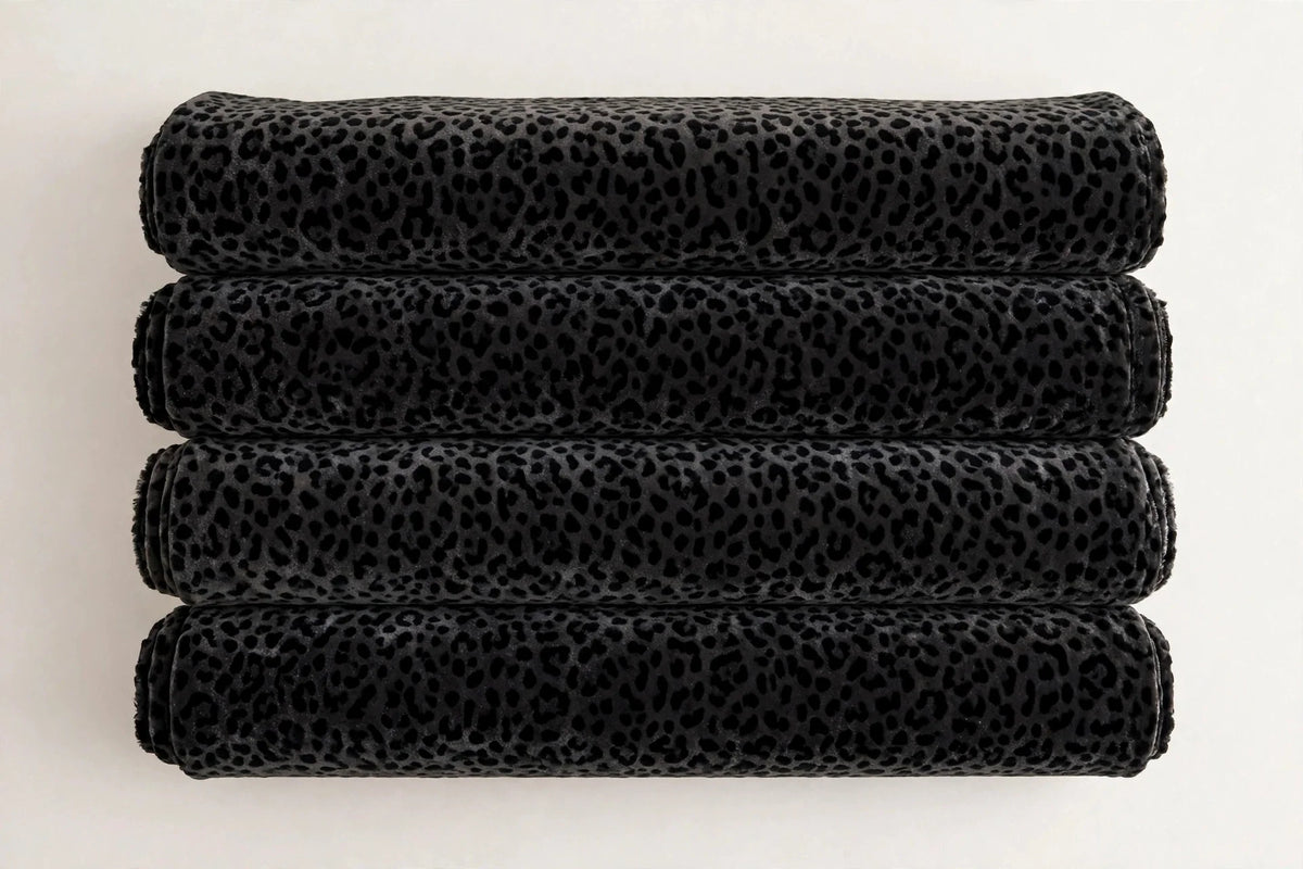 Midnight Leopard Velvet — Folded stack view