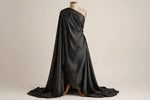 Midnight Polka Dot Satin — Draped view