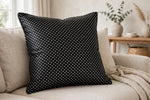 Midnight Polka Dot Satin — Lifestyle cushion view