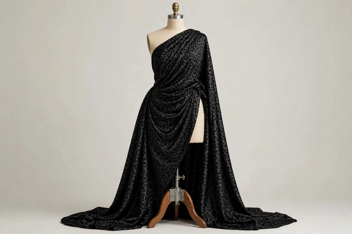 Midnight Prowl Animal Print Satin — Draped view