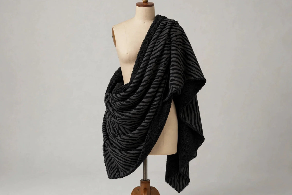 Midnight Zebra French Terry — Draped view