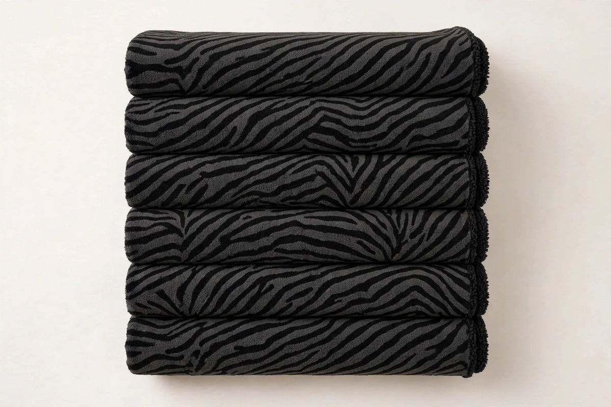 Midnight Zebra French Terry — Folded stack view