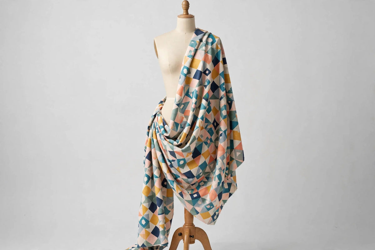 Modern Geo Cotton — Draped view