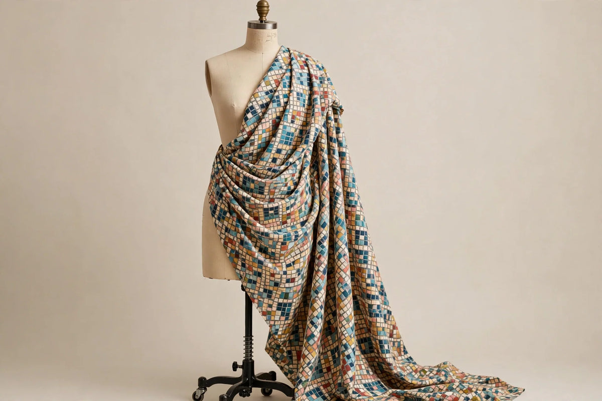 Mosaic Tile Cotton — Draped view