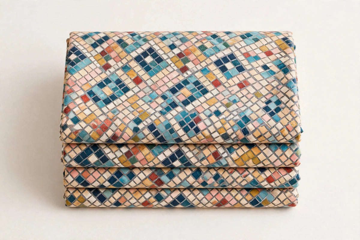 Mosaic Tile Cotton — Folded stack view