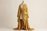 Mustard Polka Dot Cotton — Draped view