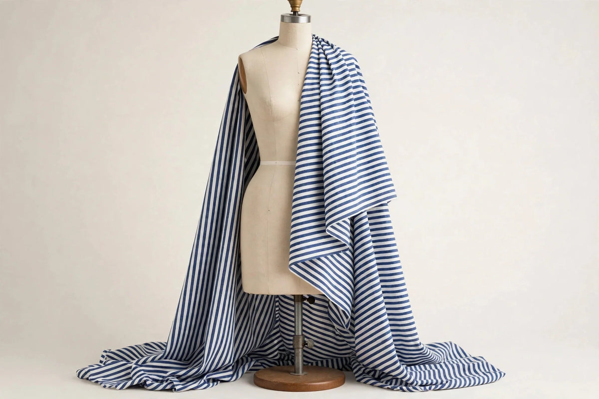 Nautical Stripe Cotton — Draped view