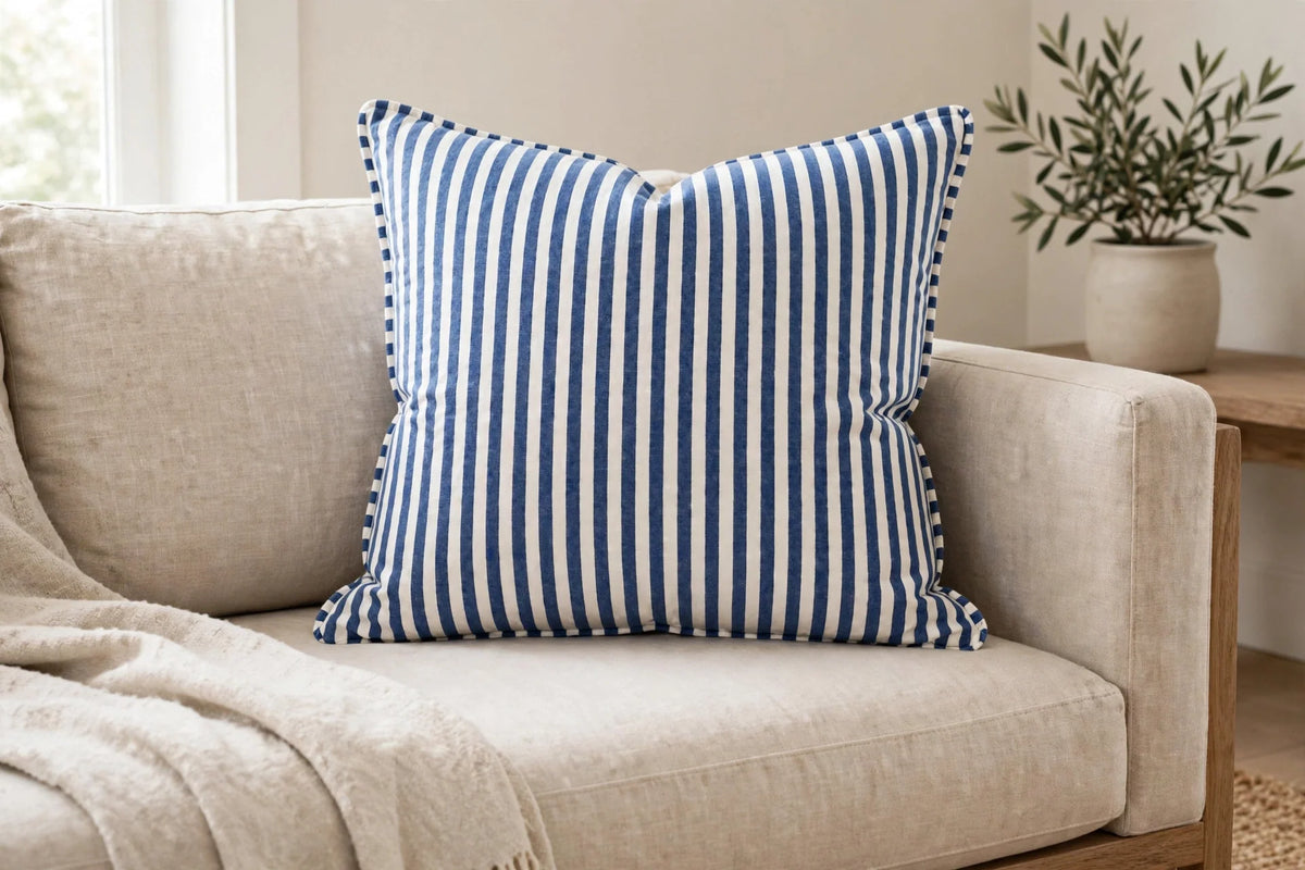 Nautical Stripe Cotton — Lifestyle cushion view