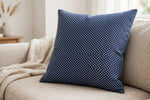 Navy Polka Dot Cotton — Lifestyle cushion view