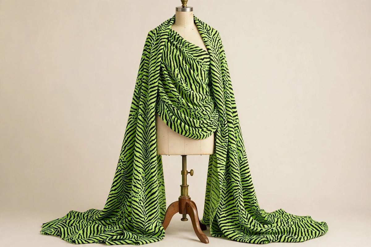 Neon Zebra Jersey Knit — Draped view