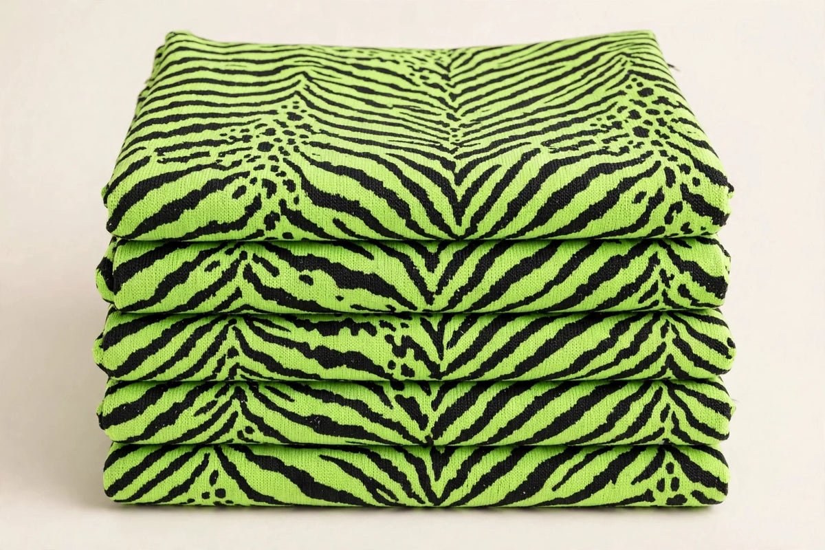 Neon Zebra Jersey Knit — Folded stack view