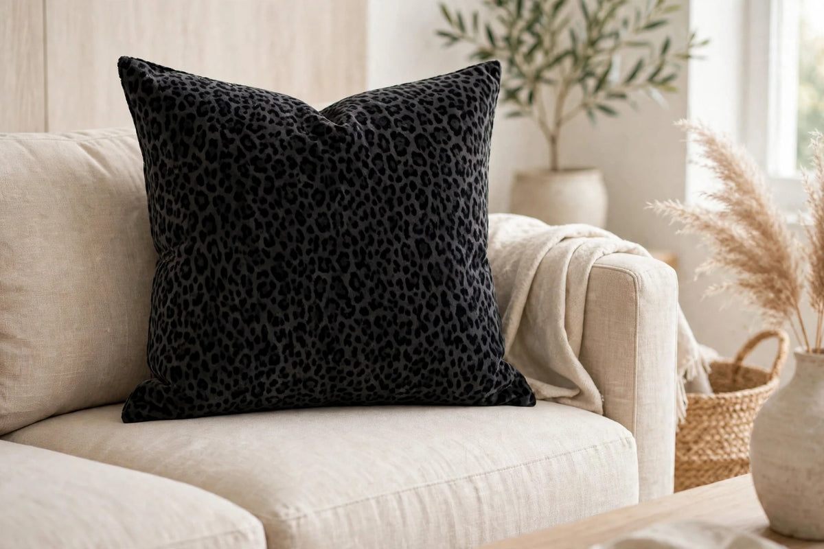 Nocturnal Animal Print Velvet — Lifestyle cushion view