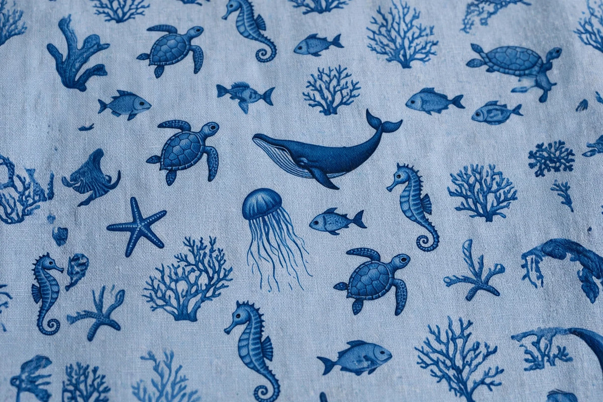 Ocean Animal Print Cotton — Pattern detail view